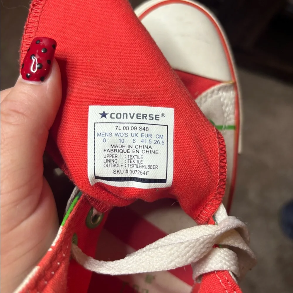 Converse Christmas Lights Print Canvas Hi Top Sneakers Men 8 Women 10 Holiday